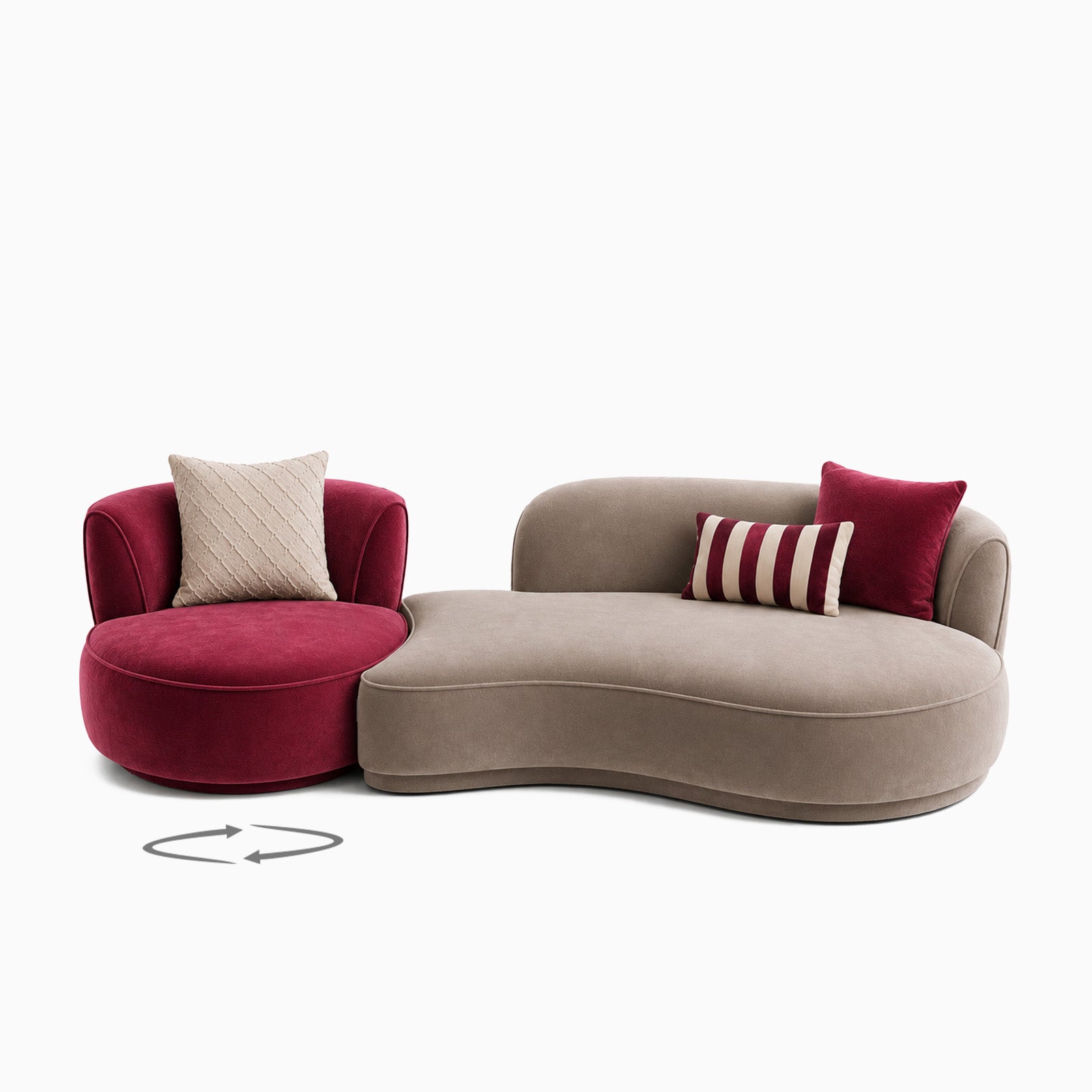 Claret 3-Seater Straight Sofa