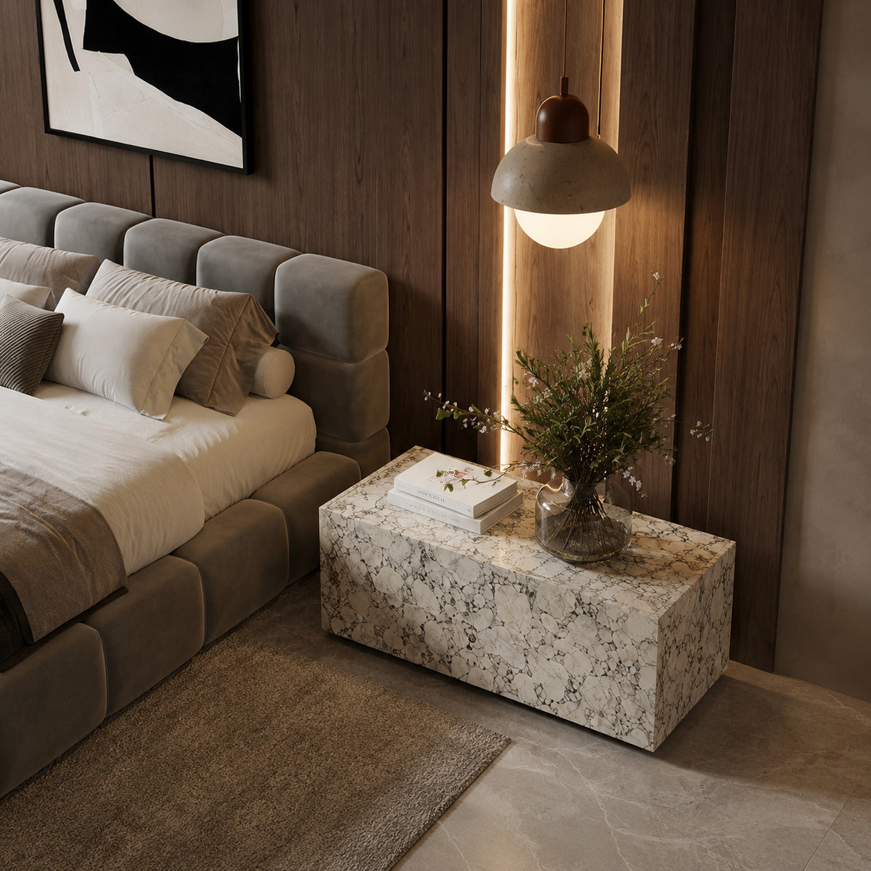 Bruno Calacatta Viola Marble Bedside Table image