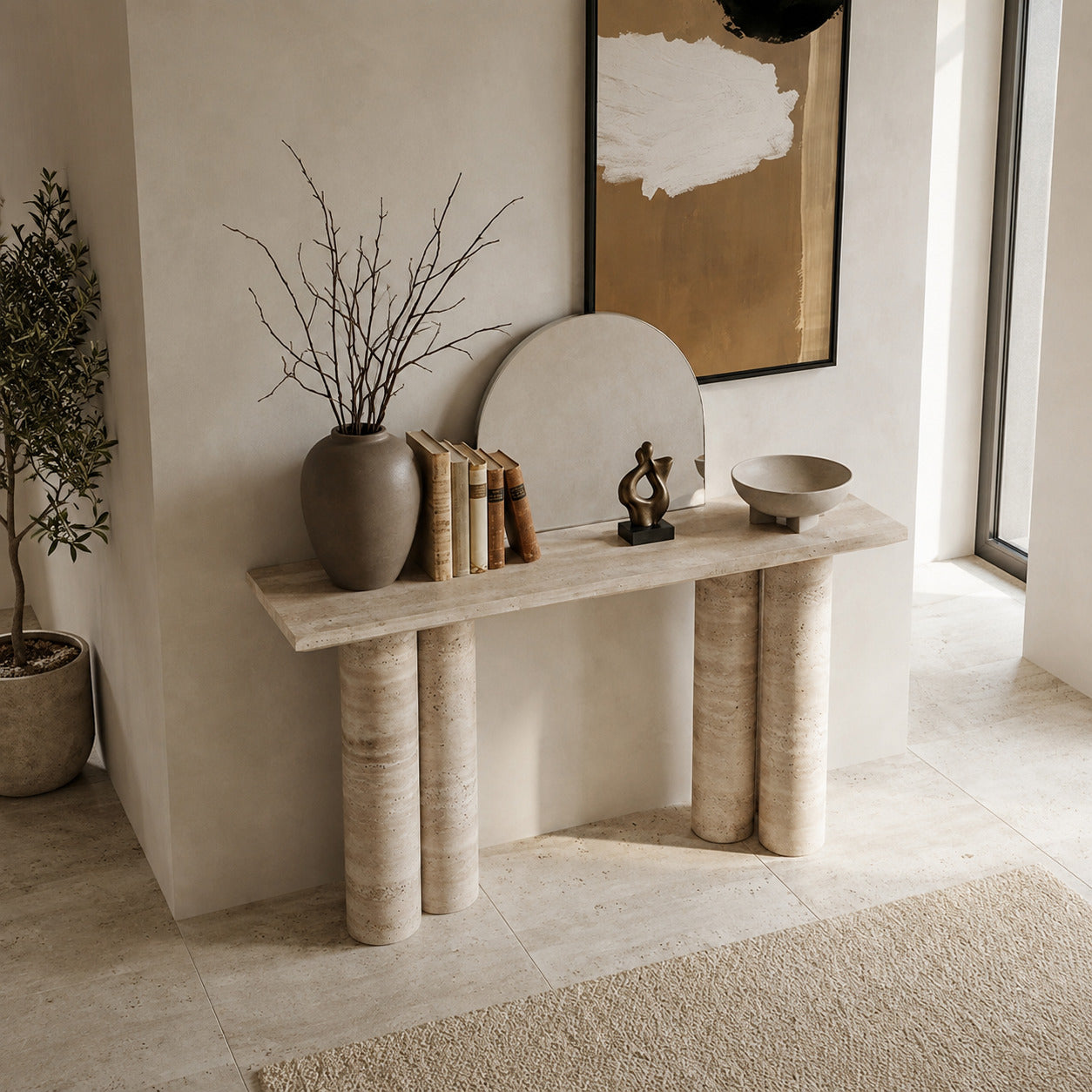 Solerno Travertine Twin Column Console image