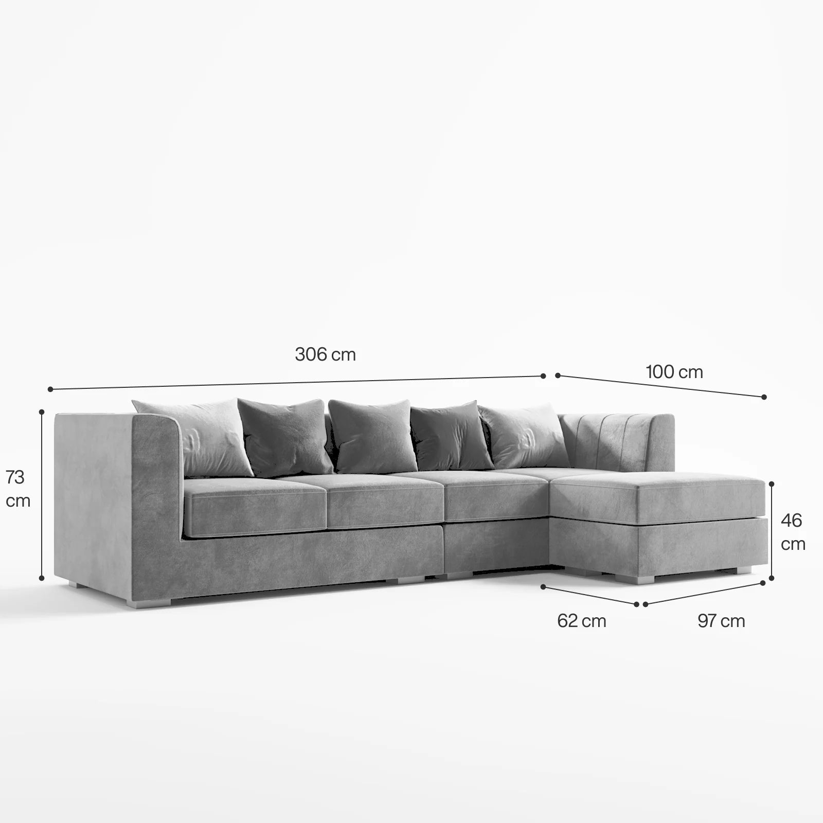 Grand Luxe Sofa 5-Seater with Ottoman