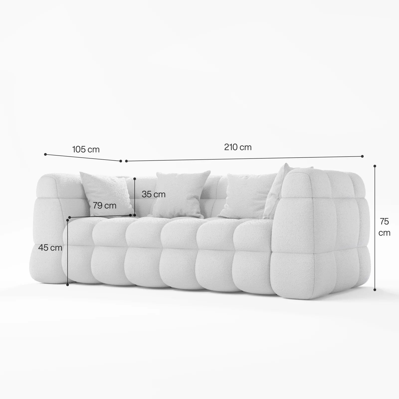 Cloud Boucle Sectional Sofa 2-seater