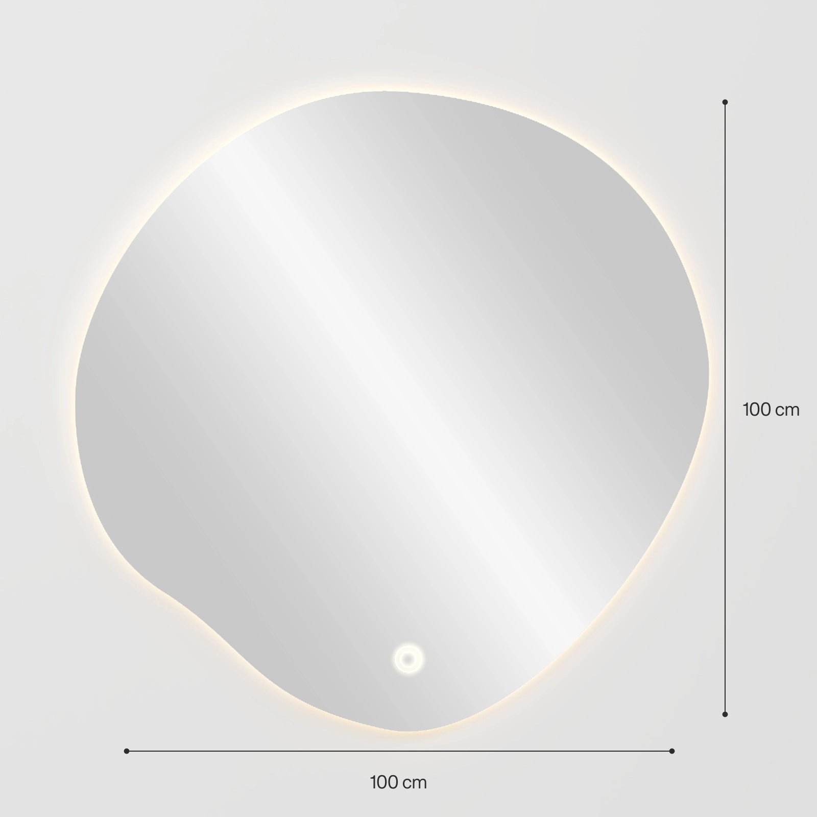 Glare Asymmetric Round Mirror with LED