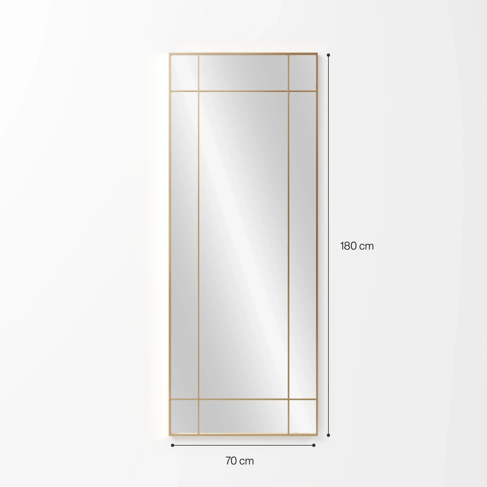 Glareon Matte Gold Window Rectangular Mirror