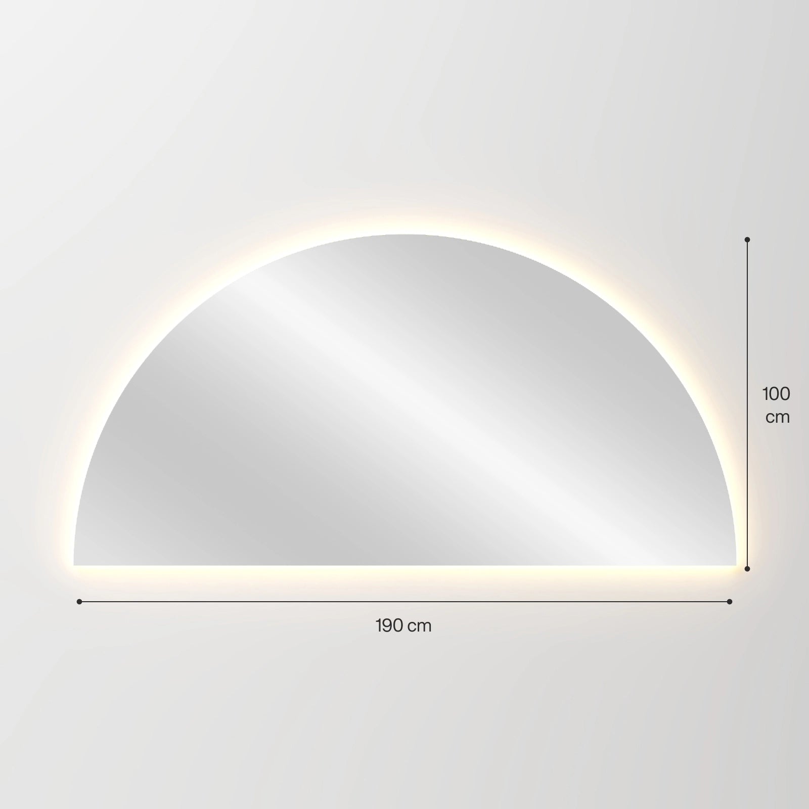 Horizon Half Circle Wall Mirror with Backlit Led Light 5