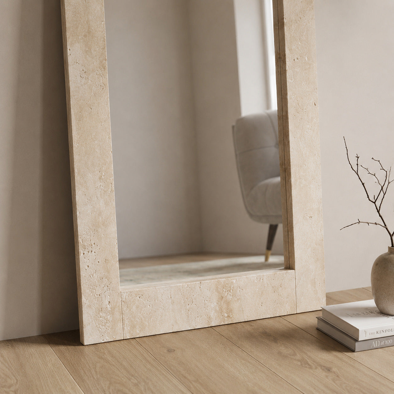 Annabelle Travertine Floor Mirror image