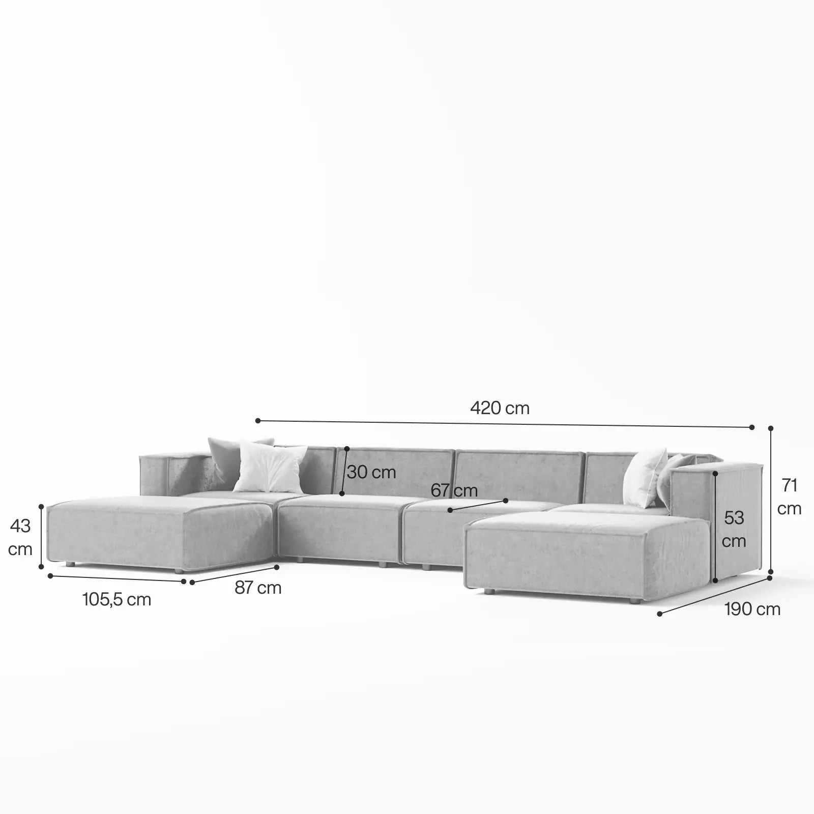 New York Jade Modular Sofa 4-Seater with Ottoman 1