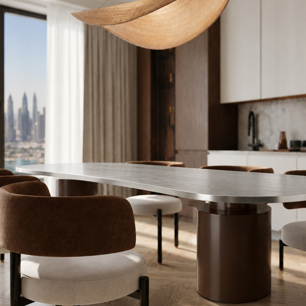 Noé Steel Twin Column Dining Table image