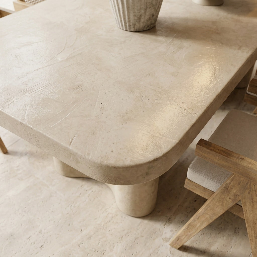 Liwa Cream Microconcrete Dining Table image