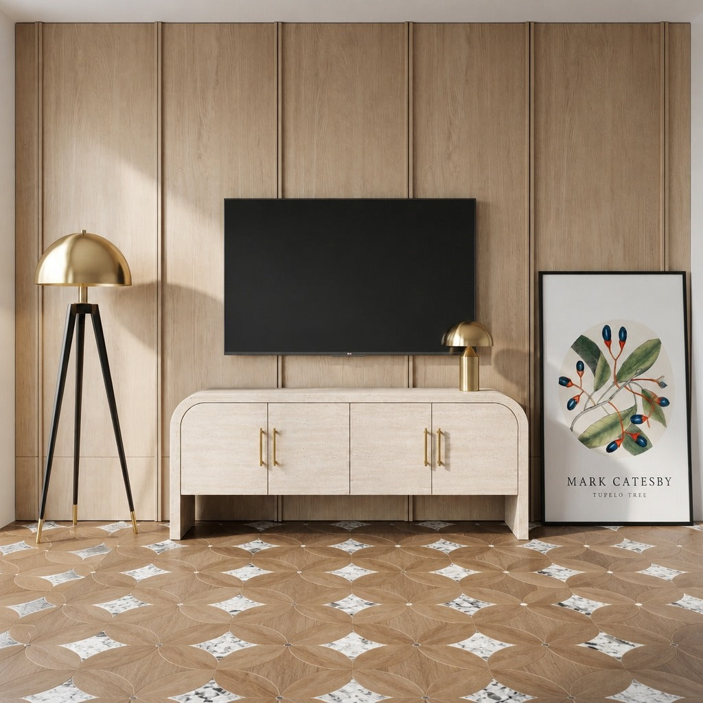 Calvi Cream Travertine TV Stand