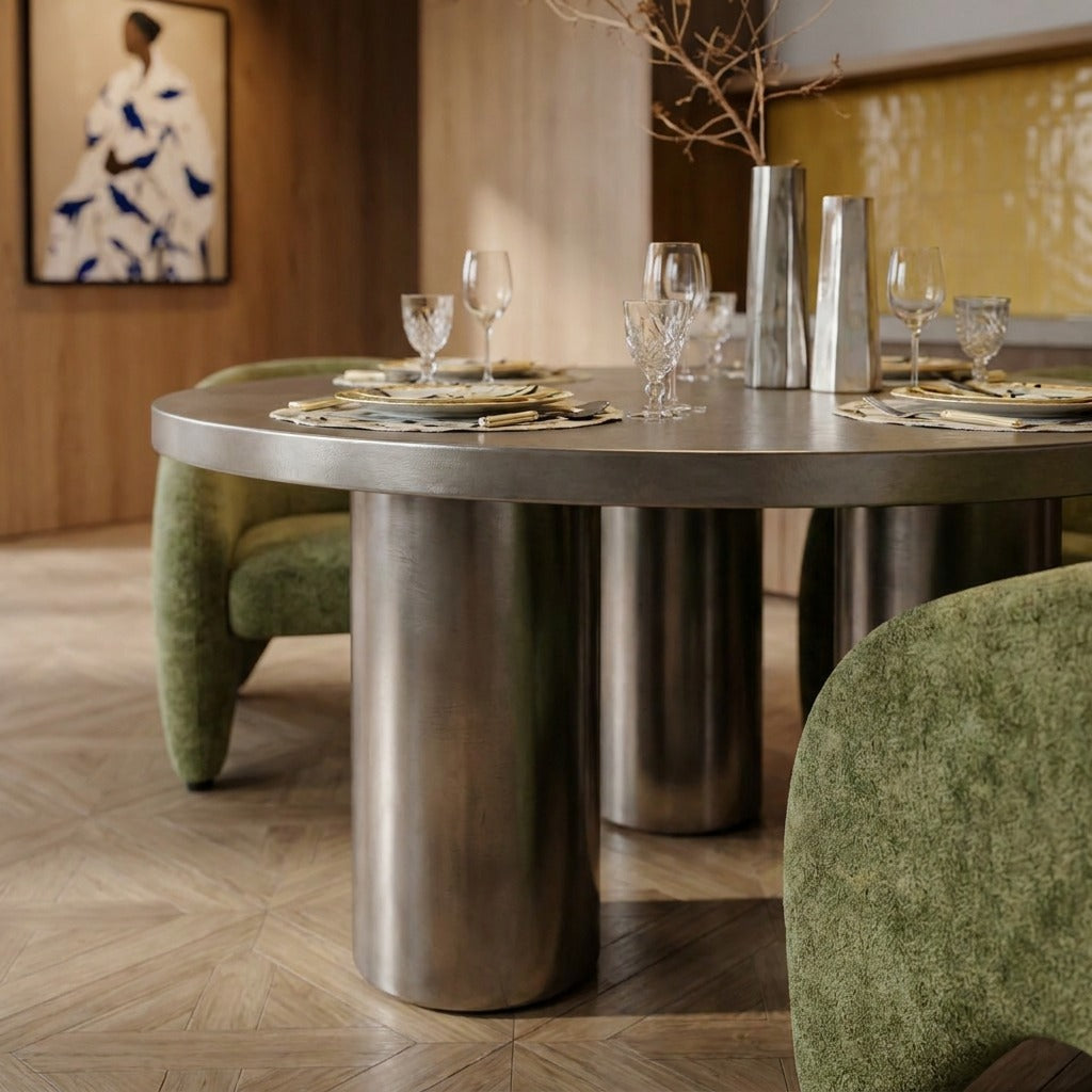 Yves Steel Round Dining Table image