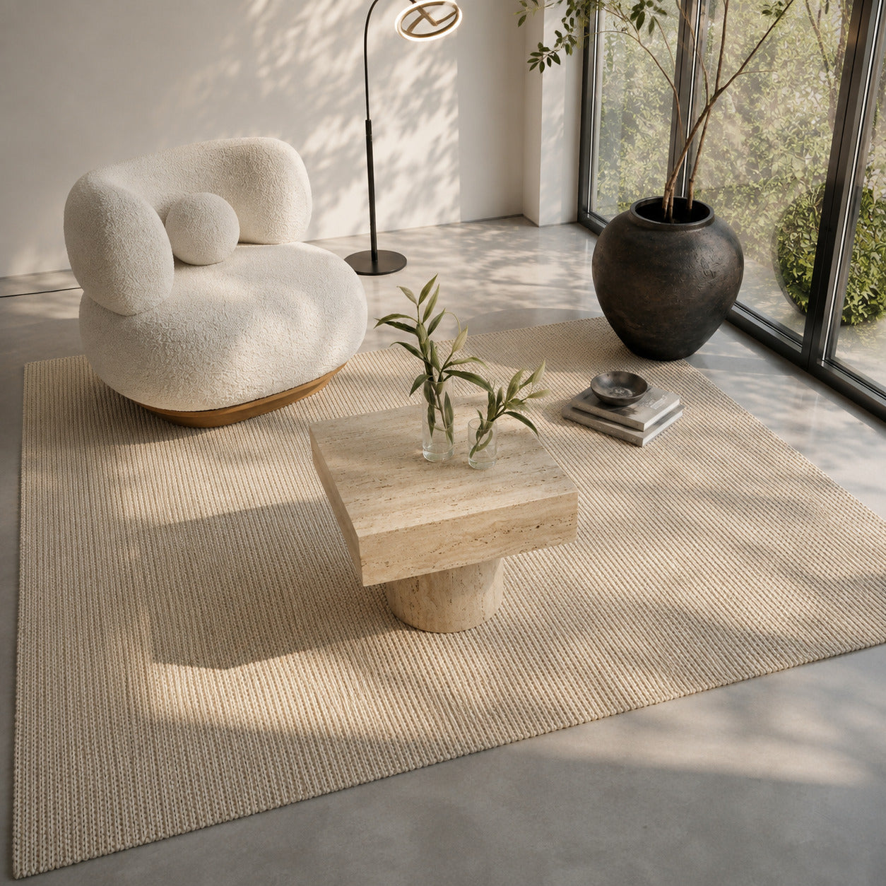 Iris Cream Travertine Side Table image