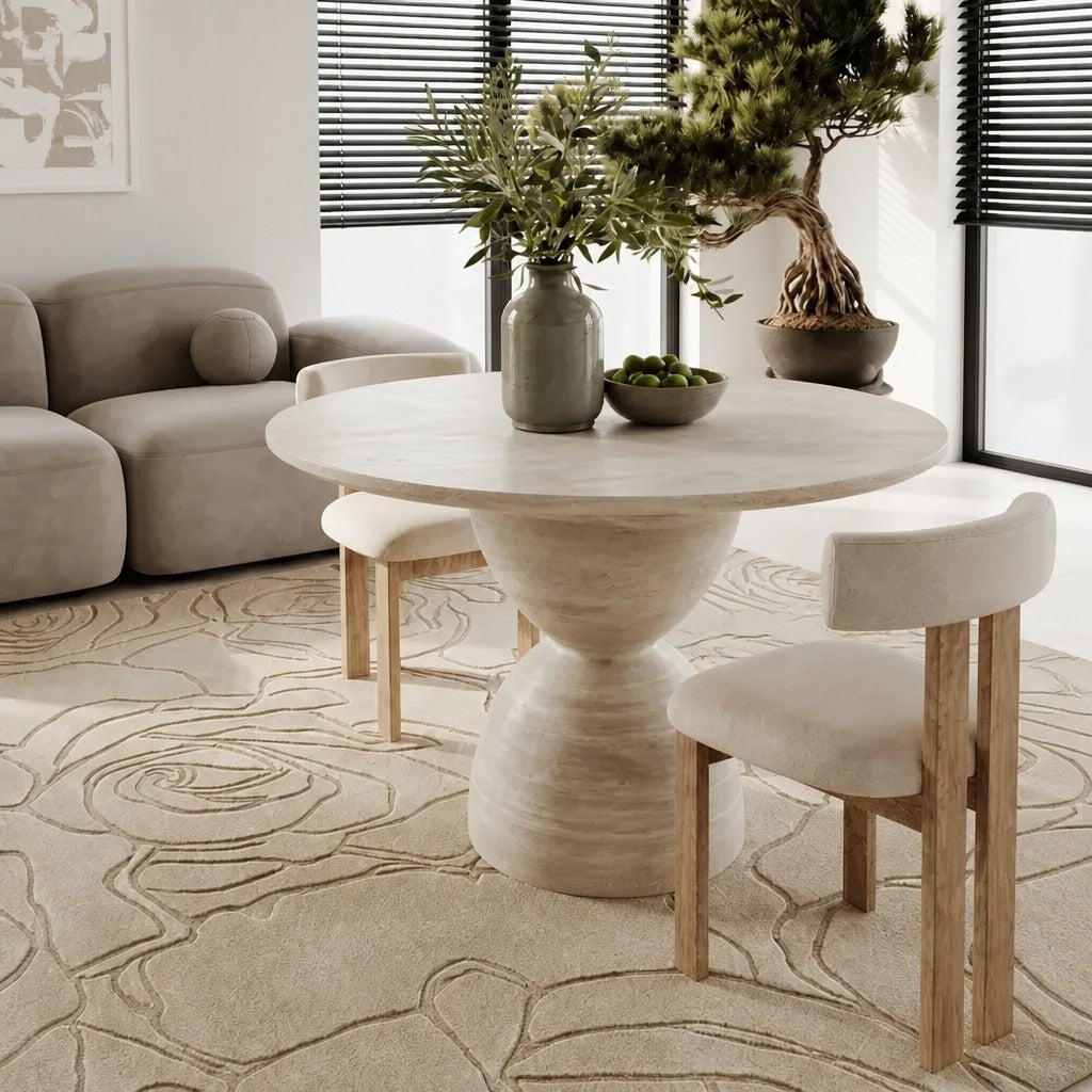 Sussane Travertine Sculpted Base Dining Table image