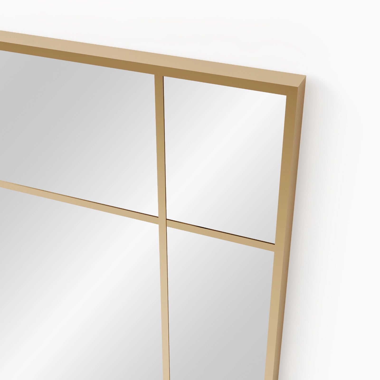 Glareon Matte Gold Window Rectangular Mirror