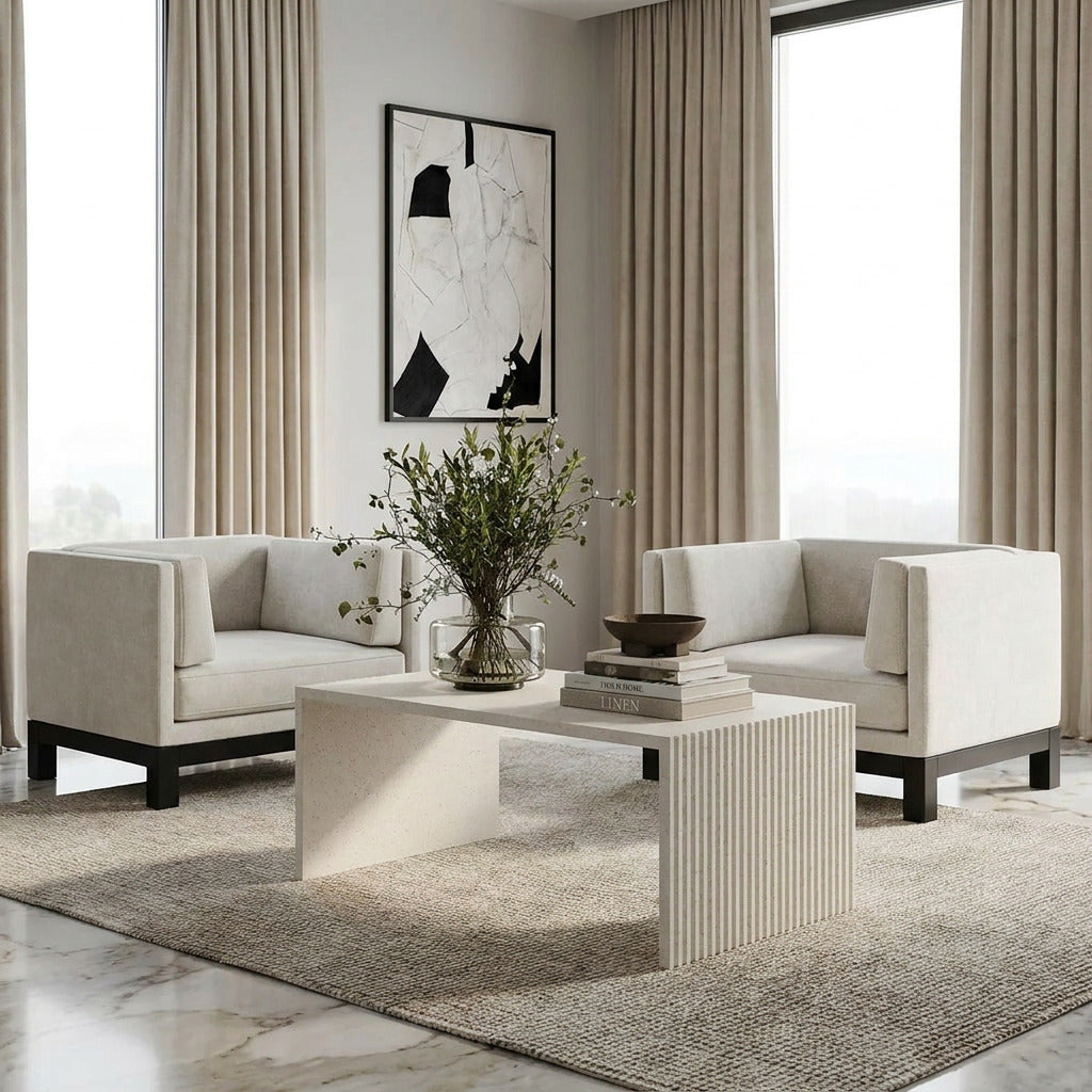 Facilita Limestone U Shaped Coffee Table