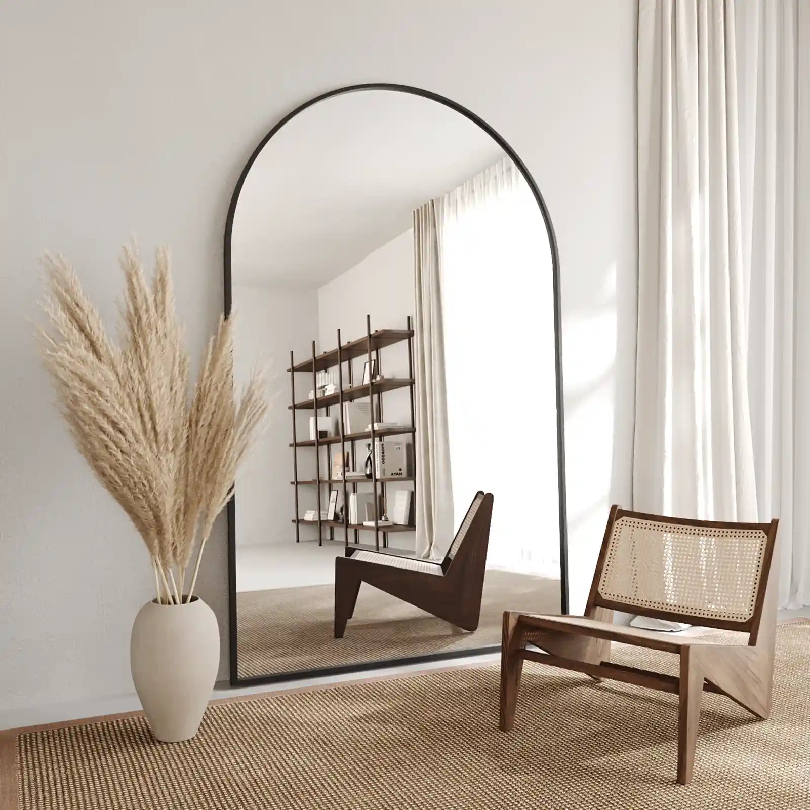 Elen Black XL Arch Full Length Mirror with Stand (3 Sizes)