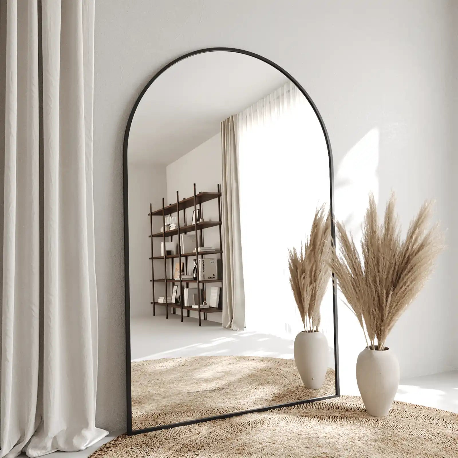 Elen Black XL Arch Full Length Mirror with Stand (3 Sizes)