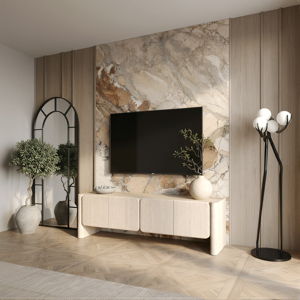 Ronan Cream Travertine TV Stand image