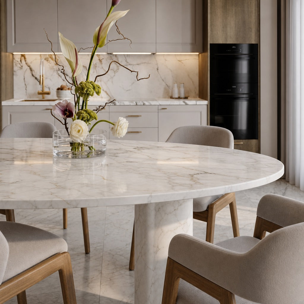 Modena White Marble Dining Table image