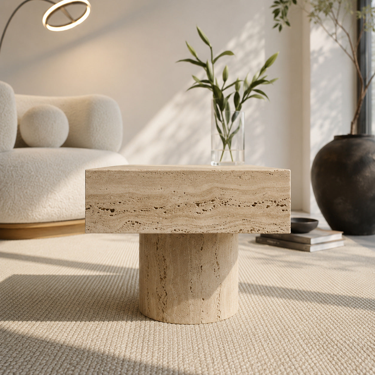 Iris Cream Travertine Side Table image