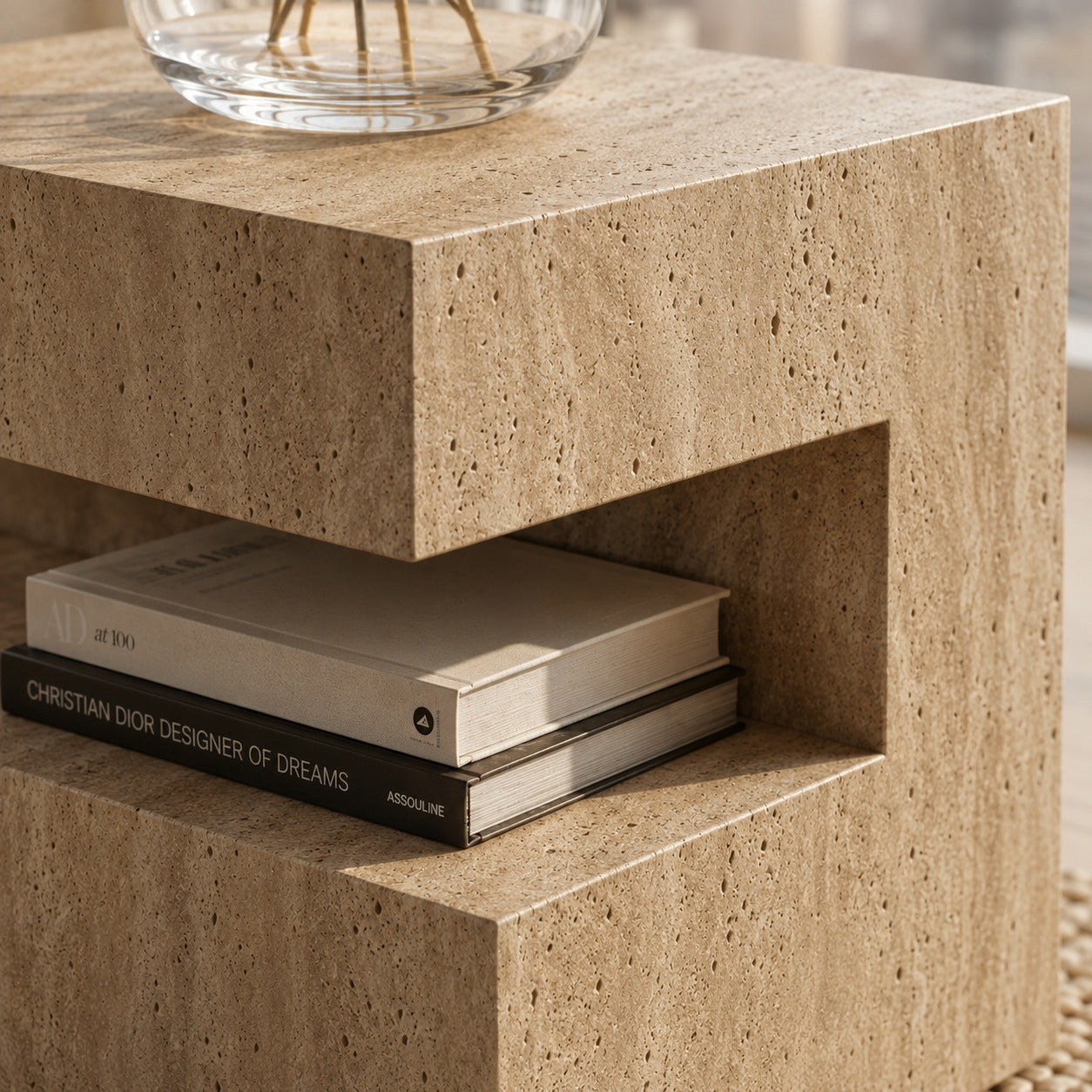 Valerio Cream Travertine Side Table image