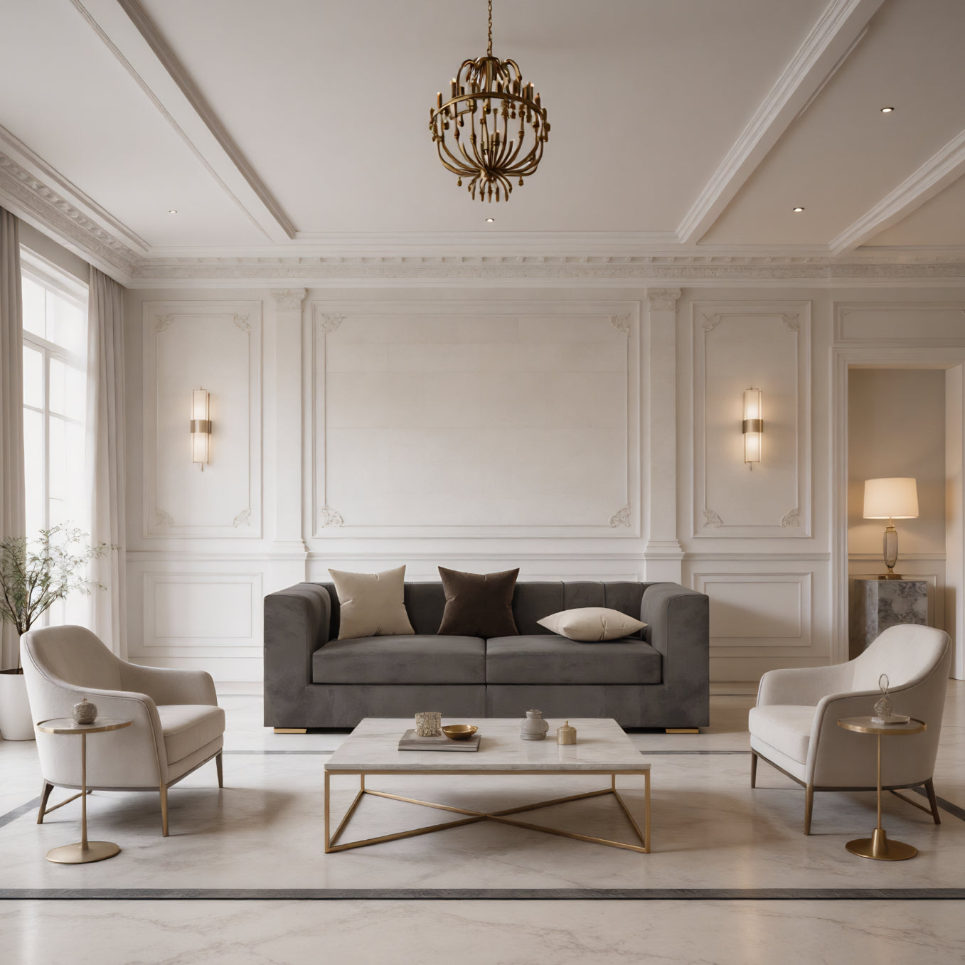 Двухместный прямой диван Grand Luxe