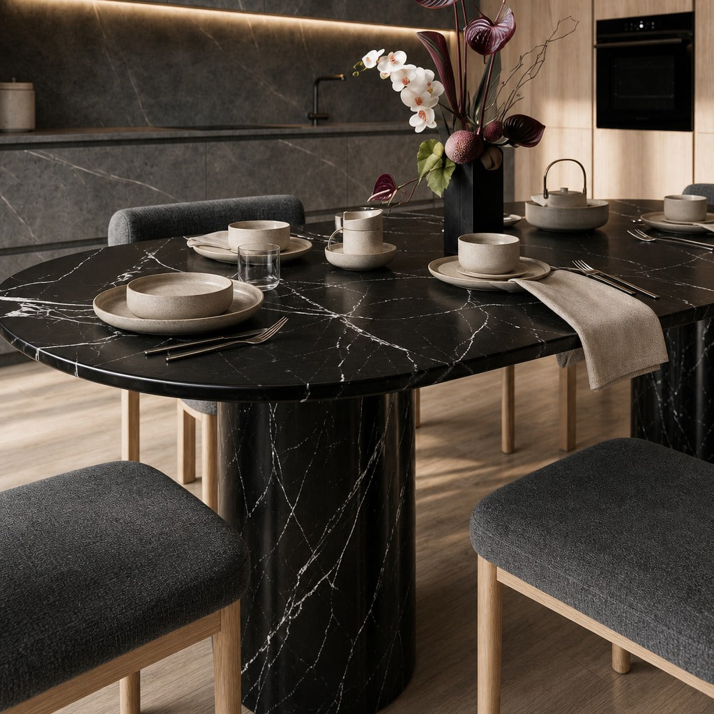 Modena Black Marquina Dining Table image