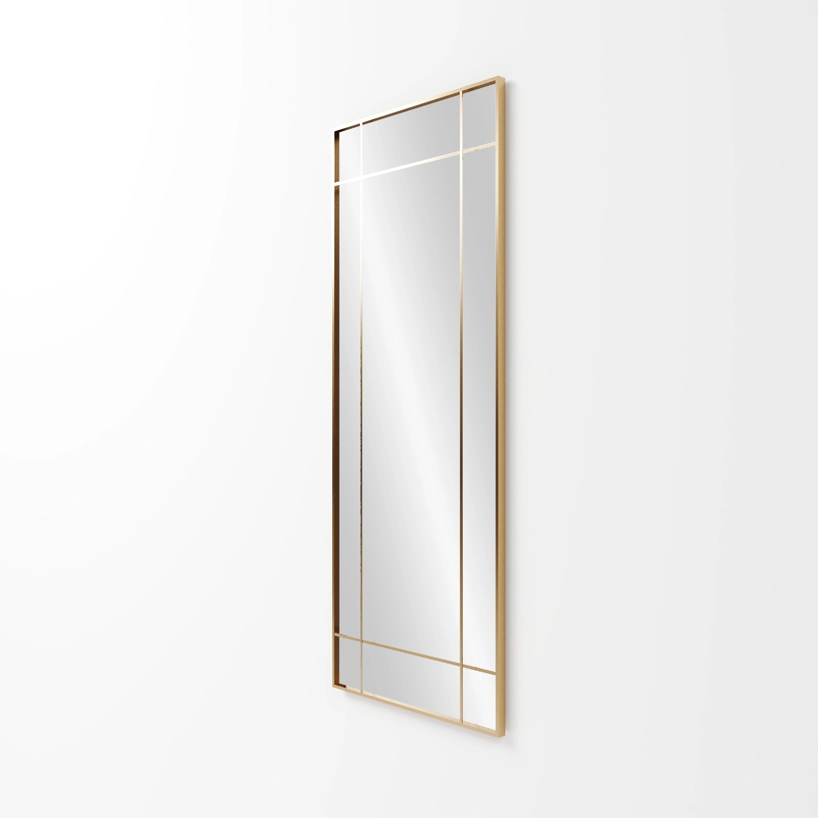 Glareon Matte Gold Window Rectangular Mirror